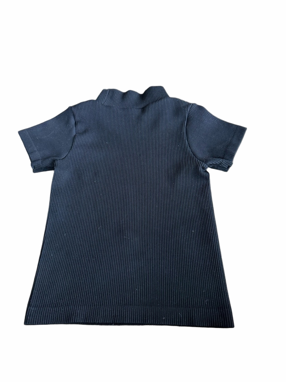 Cotton Candy Black Ribbed Short-Sleeve Mock Neck Top